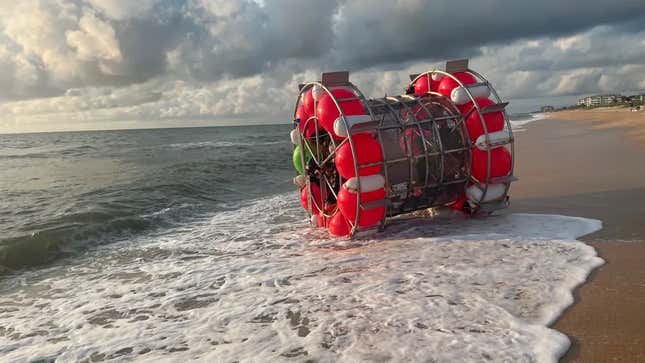 A picture of the human-sized hamster wheel from an earlier failed voyage in 2021