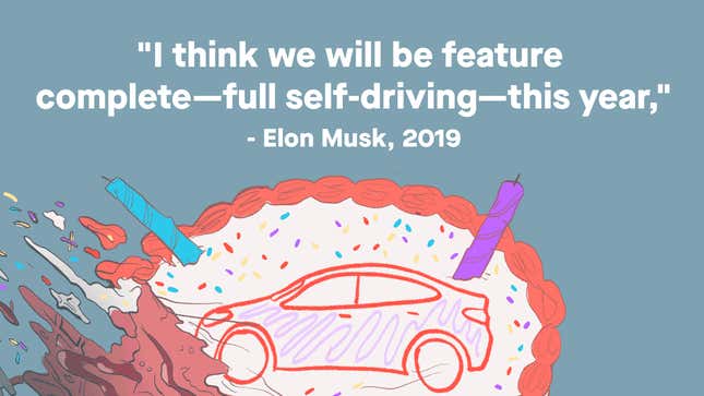 Image for article titled Elon Musk Has Been Promising Self-Driving Cars For 10 Years [Update - We Are Now On Year 11]