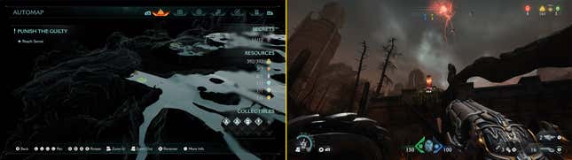 A side-by-side image shows a map and the location of a statue.