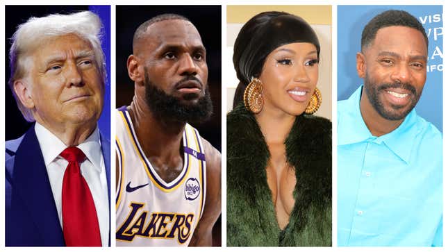 Donald Trump, links; LeBron James, Cardi B. und Colman Domingo.