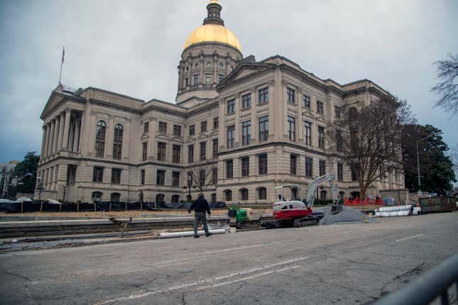 The so-called “Gold Dome” of Georgia’s state legislature in downtown Atlanta, where GOP elected officials passed a new election law that takes aim at Black voters.