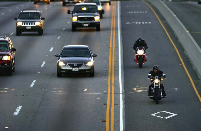 Much like in California, where this photo was taken, Utah allows motorcyclists unrestricted entry to HOV lanes