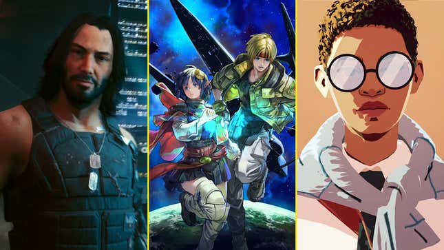 Johnny Silverhand and the protagonists from Star Ocean Second Story and Season are arranged in a collage.
