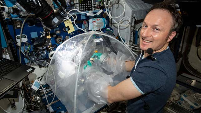 A photo of Flight Engineer Matthias Maurer on the ISS. 