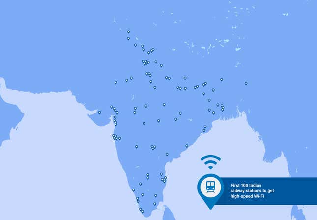 Map of the WiFi access points that will be deployed at India’s rail stations.