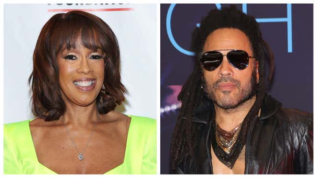 Gayle King, left; Lenny Kravitz.