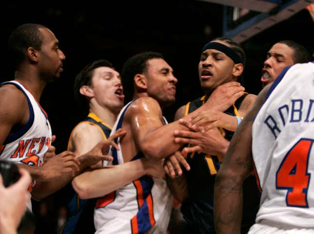Image for article titled It&#39;s been 17 years since Carmelo Anthony punched Mardy Collins