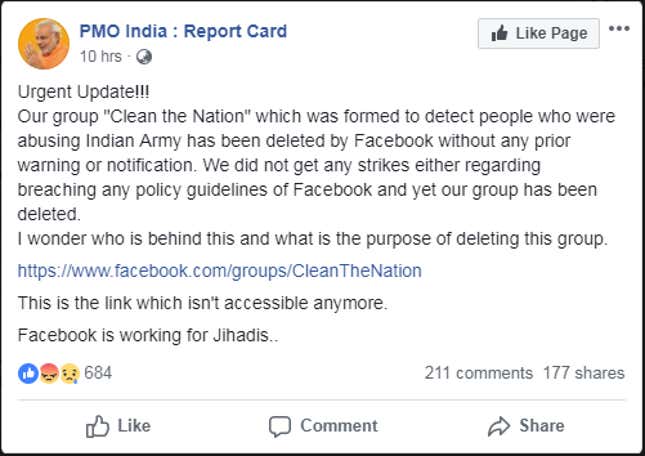 Image for article titled How a vigilante Facebook group tried to get “anti-national” Indians fired and arrested