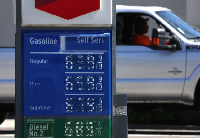 Gas prices at a Chevron station in San Rafael, CA, on May 20th, 2022.