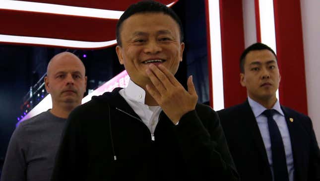 Founder and Executive Chairman of Alibaba Group Jack Ma leaves after speaking at Alibaba Group's 11.11 Singles' Day global shopping festival in Shenzhen, China, November 11, 2016.