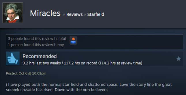 Image for article titled Starfield: Shattered Space, As Told By Steam Reviews