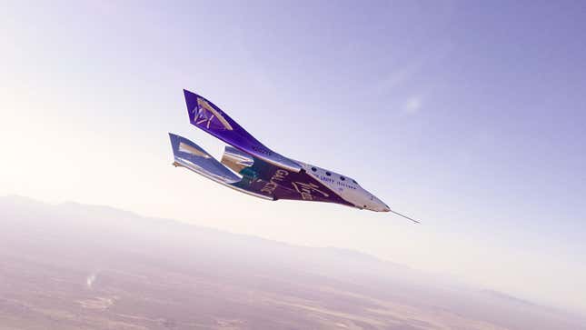 A photo of the Virgin Galactic Unity space plane. 