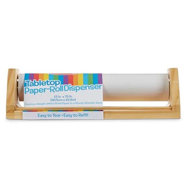 Image for article titled Melissa &amp; Doug Wooden Tabletop Paper Roll Dispenser With White Bond (12 inches x 75 feet), Now 44% Off