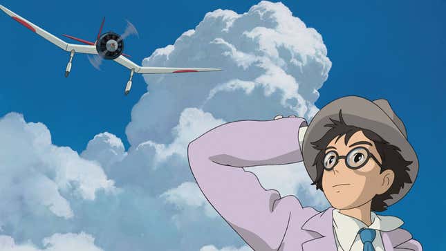 Jiro Horikoshi looks up at a plane. 