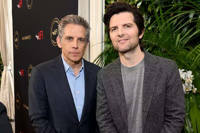 Ben Stiller and Adam Scott pose together.