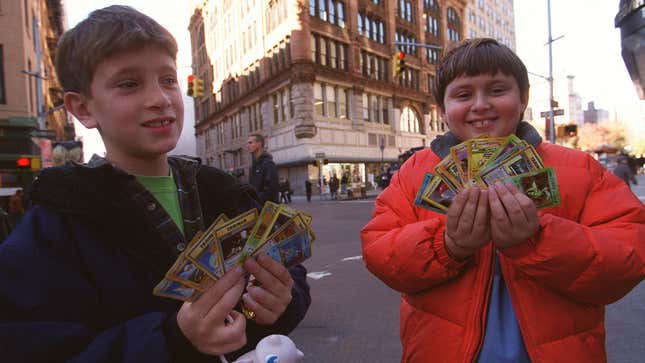 New York City kids wield Pokémon cards in November 1999. 