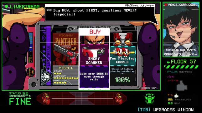 A screenshot shows someone buying upgrades in Mullet Madjack. 