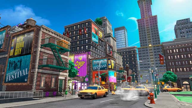 A screenshot of New Donk City as seen in Mario Odyssey.