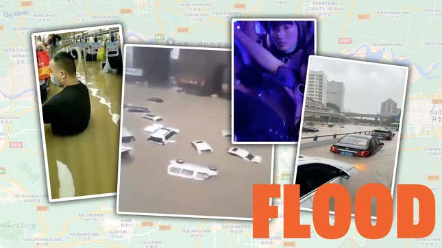 Image for article titled Terrifying Videos Of Severe Flooding in China Show People Trapped On Flooded Subways