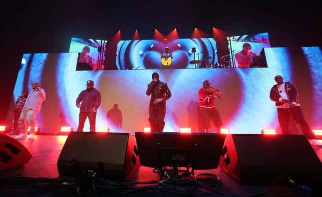 Young Dirty Bastard, U-God, Raekwon, Masta Killa, Cappadonna and Inspectah Deck of Wu-Tang Clan perform during a stop of the N.Y. State of Mind tour at MGM Grand Garden Arena on October 21, 2023 in Las Vegas, Nevada