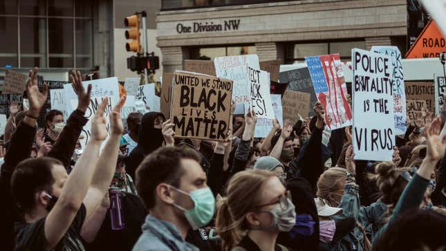 Grand Rapids, Mich., May 30, 2020: Downtown Grand Rapids Michigan where a protest began peacefully and grew into a much more dangerous situation as the local police attempted to break up the gathering.