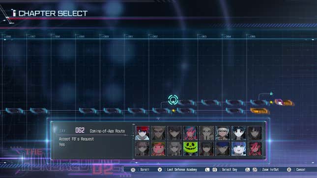 The Hundred Line chapter select screen.