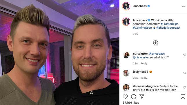 Image for article titled Nick Carter and Lance Bass Are Combining Their Frosted Tip Powers for a Pride Collaboration