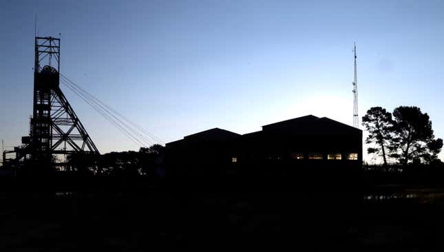 FILE - A closed-down goldmine shaft is shown on May 18, 2016 in Welkom, South Africa. South Africa&#39;s overall mining profits slipped by more than $5 billion in the last financial year, while the country that was once the world&#39;s largest gold producer might have less than 30 years of a viable gold industry left without renewed investment, according to a report by big four auditing firm PwC on Tuesday, Oct. 3, 2023. (AP Photo/Themba Hadebe, File)