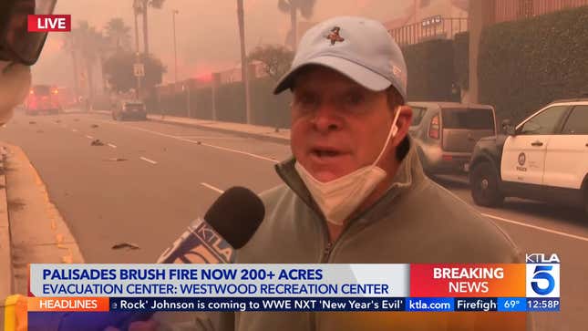 Steve Guttenberg speaking with a reporter on KTLA 5.