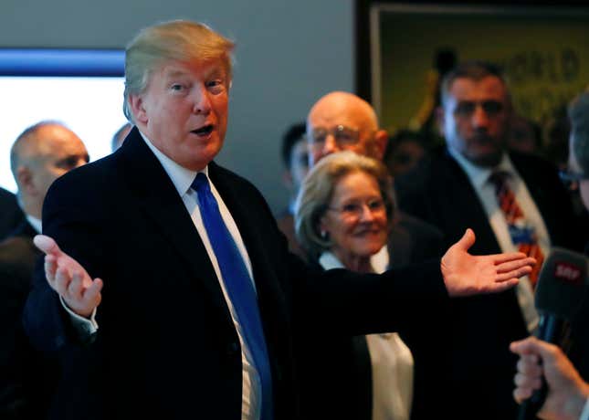 US president Donald Trump gestures as he arrives for the World Economic Forum annual meeting in Davos, Switzerland.