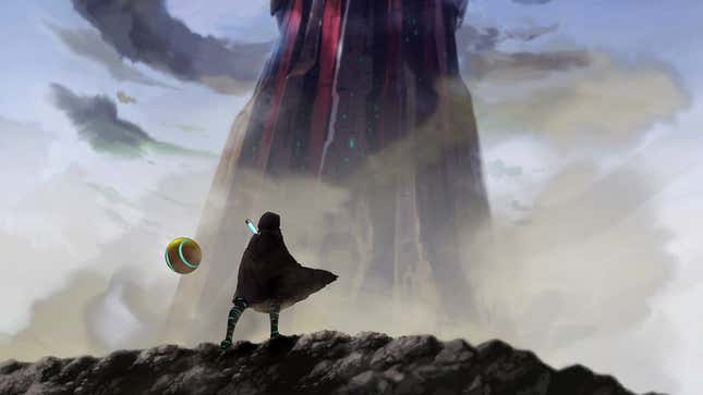 The protagonists of Shadow Labyrinth look up at a large tower.