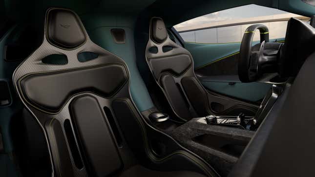 Seats of a green Aston Martin Valhalla