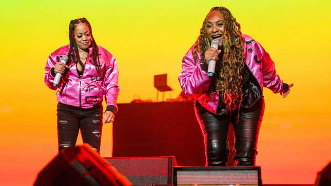 Dania Burke (L) and Juana Burns of JJ Fad perform on day two of the 2023 ESSENCE Festival Of Culture? at Caesars Superdome on June 30, 2023 in New Orleans, Louisiana.