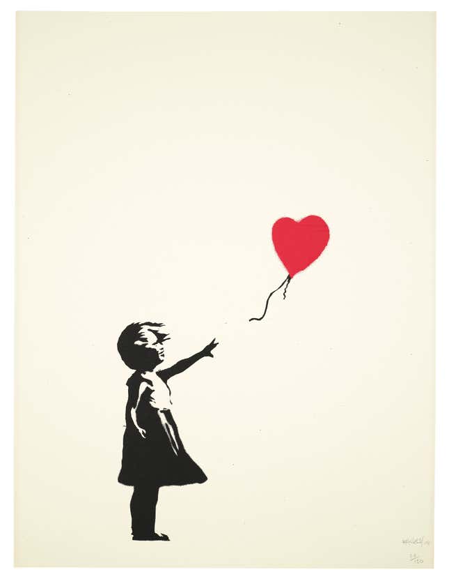 Image for article titled Banksy’s &#39;Girl with a Balloon,&#39; Christine McVie’s keyboard, and Roberto Clemente’s Pittsburgh Pirates jersey: This week’s auction block roundup