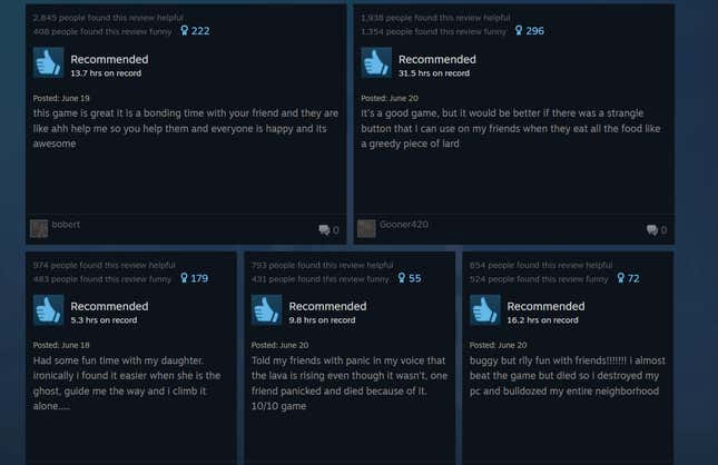 Image for article titled Peak, As Told By Steam Reviews