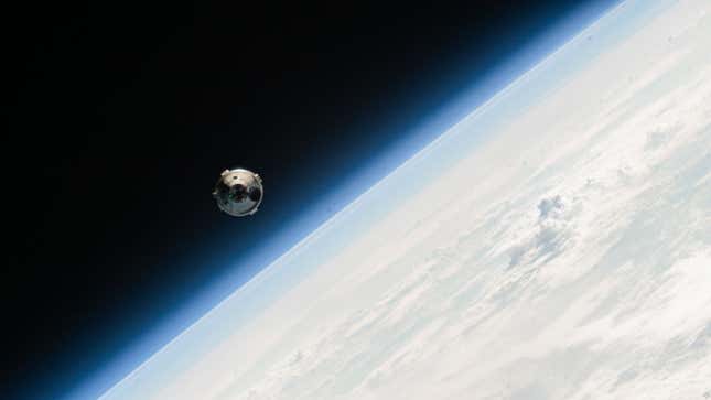 A photo of the Boeing Starliner craft approaching the ISS. 