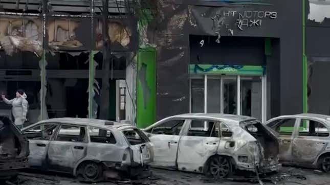 Image for article titled Car Dealerships In Kyiv Hit By Russian Bombing Strike