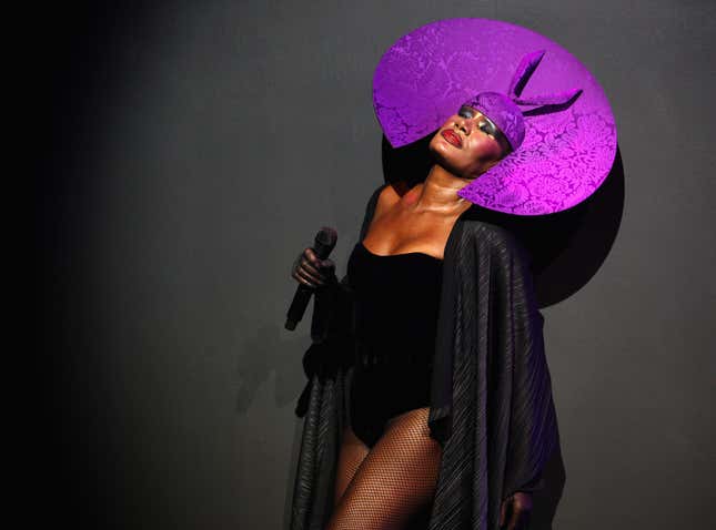 ZURICH, SWITZERLAND - MAY 31: Legendary pop singer, Grace Jones entertains the audience during the Opening Ceremony of the 61st FIFA Congress at Hallenstadion on May 31, 2011 in Zurich, Switzerland. (Photo by Clive Rose - FIFA/FIFA via Getty Images)