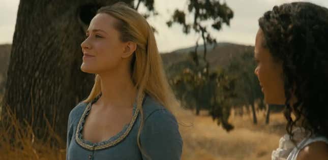 Evan Rachel Wood as Dolores on Westworld.