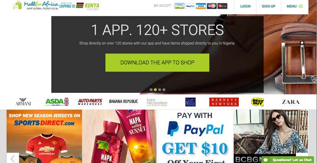 A screenshot of MallforAfrica’s online platform. The e-commerce outlet also has a mobile app available for IOS and Android users.