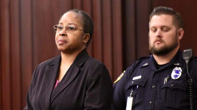 Gloria Williams enters the courtroom for a sentencing hearing ,Thursday, May 3, 2018 at the Duval County Courthouse in Jacksonville, Florida. Williams pleaded guilty in the kidnapping of infant Kamiyah Mobley from University Medical Center in 1998 when Kamiyah was an infant.