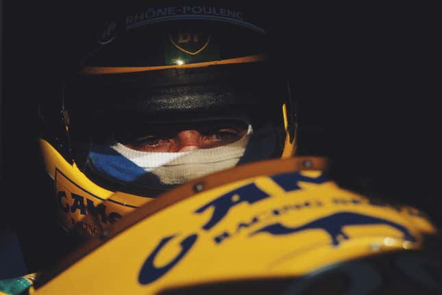 Michele Alboreto of Italy, driver of the No. 29 Equipe Larrousse Lola LC89 Lamborghini V12 during practice for the Portuguese Grand Prix on 22 September 1989 at the Autódromo do Estoril, Estoril, Portugal.