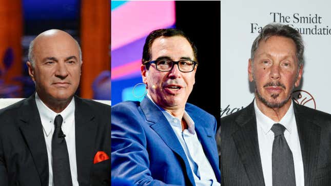 Kevin O'Leary, Steve Mnuchin, and Larry Ellison