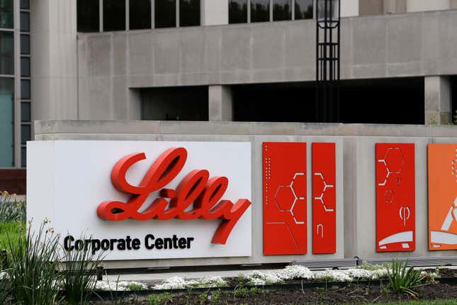 A sign for Eli Lilly &amp; Co. sits outside their corporate headquarters in Indianapolis. 