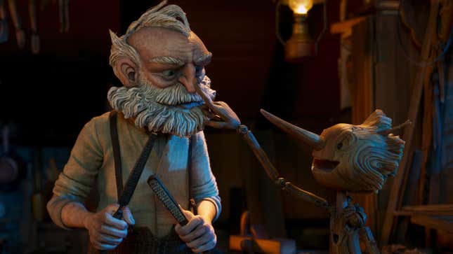 Guillermo del Toro's Pinocchio - (L-R) Gepetto (voiced by David Bradley) and Pinocchio (voiced by Gregory Mann)