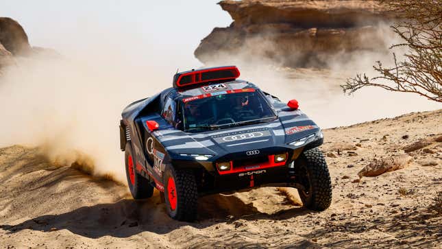 The No. 224 Audi RS Q e-tron during the 2022 Dakar Rally