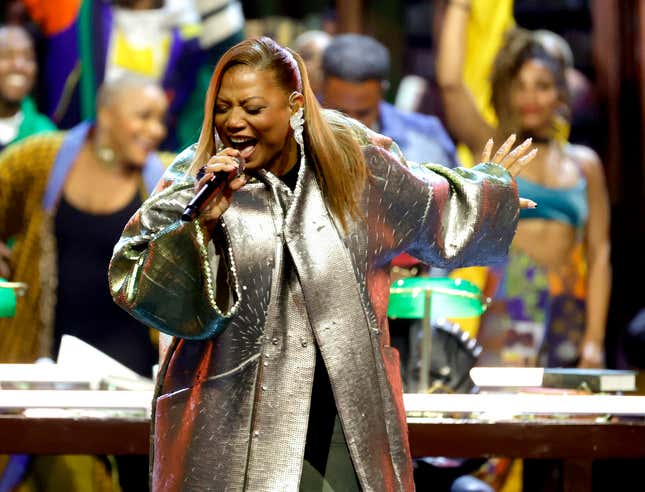 Queen Latifah performs onstage during A GRAMMY Salute to 50 Years of Hip-Hop at YouTube Theater on November 08, 2023 in Inglewood, California.