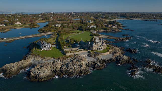 Mansions on the rocky shores of Newport, Rhode Island.