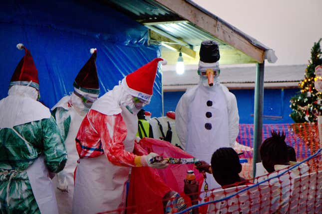 Image for article titled Photos: Christmas in an Ebola ward