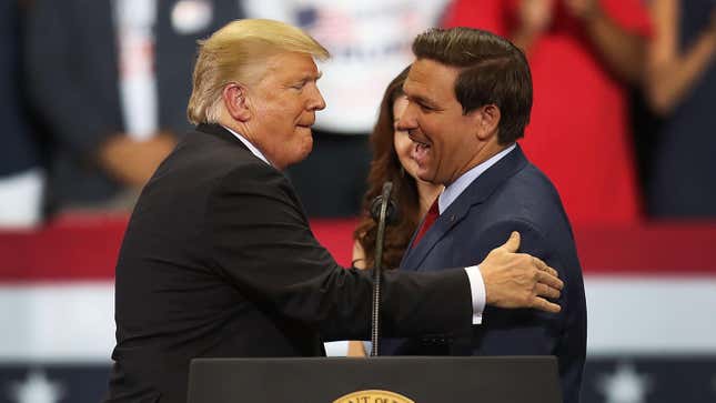 Image for article titled Ron DeSantis Super PAC Unleashes AI Attack Ad Against Trump